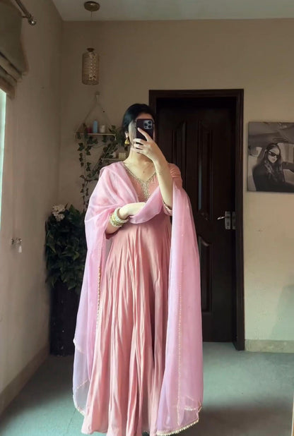 Designer Party Wear Peach Color Exclusive Gown