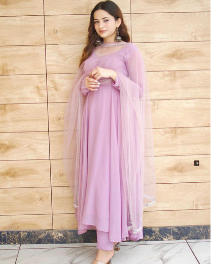 Kirti Singh Onion Color Anarkali Three Piece Suit