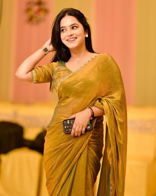 LUXURIOUS TWO-TONE FENDY CHIFFON SAREE