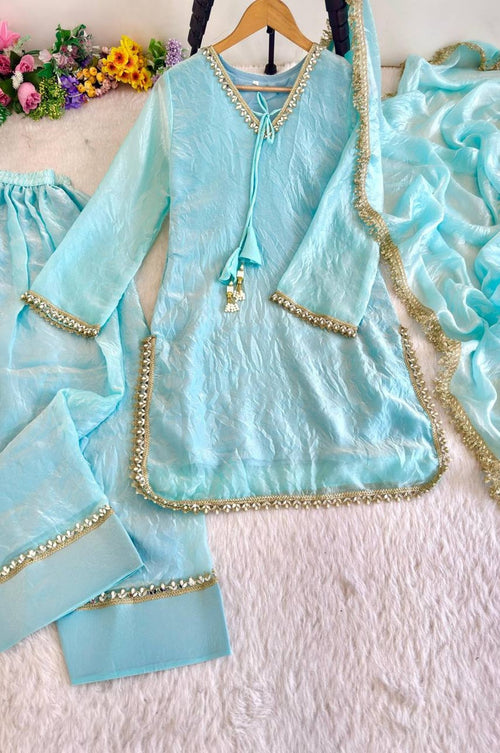 Icy Blue Farsi Style Salwar Suit