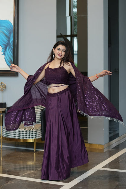 Diksha Pawar Wine Colour Indowestern Dhoti Suit With Shrug