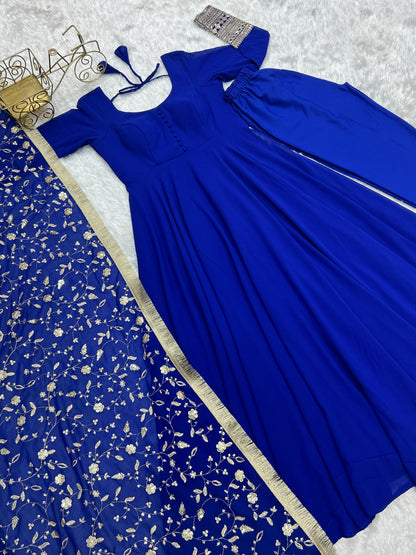 Blue Color Georgette With Sequence Work Anarkali Suit