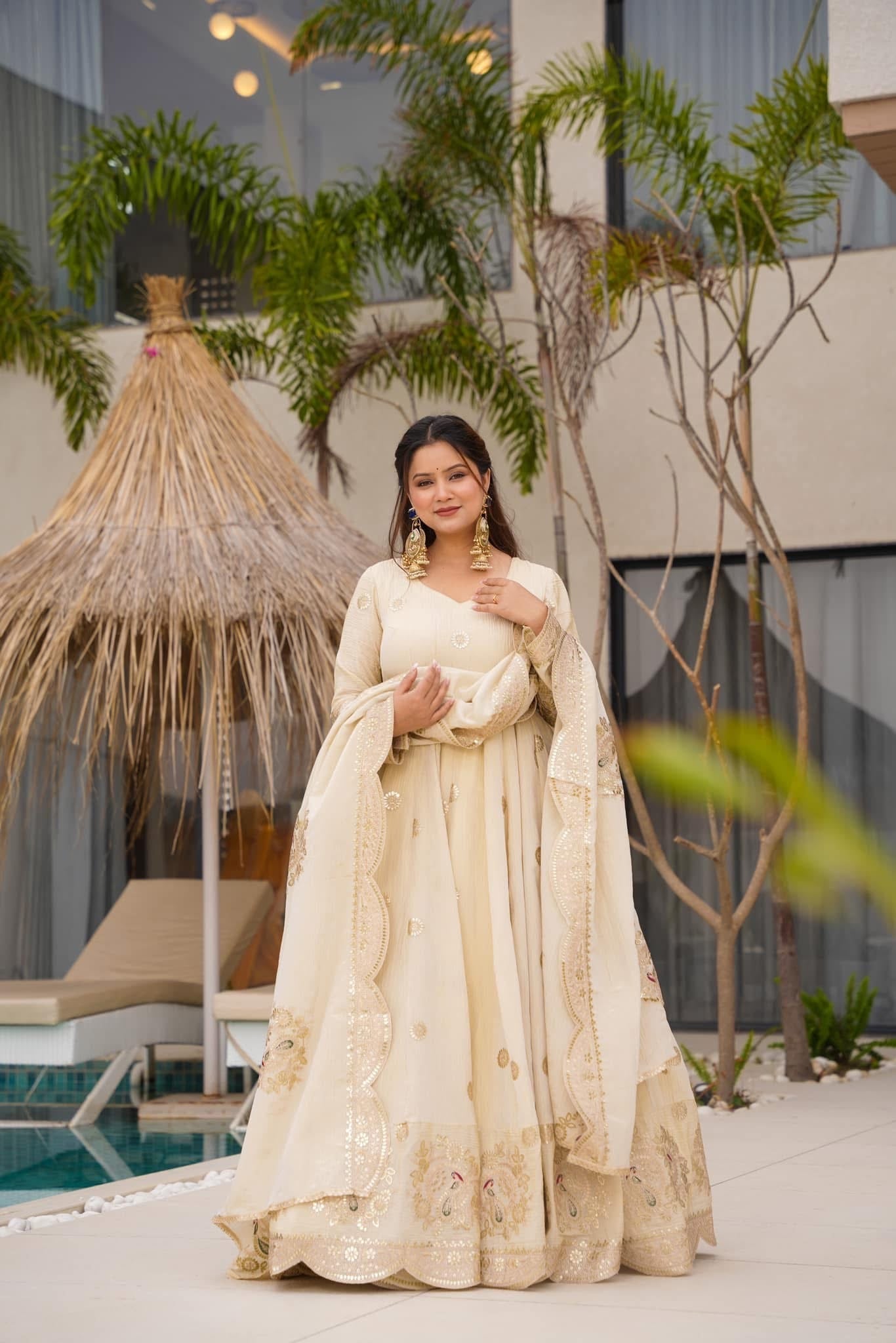 Sitara Glow Heavy Chinon Silk Gown
