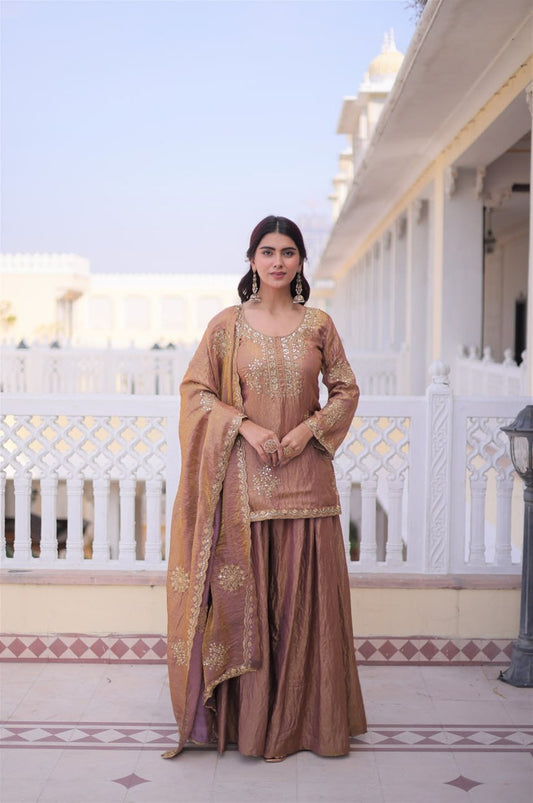 Pastel Chocolate Fendi Crush Sharara Set