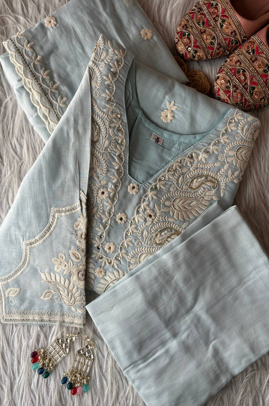 Smoky Sky Pure Mul Cotton Suit Set