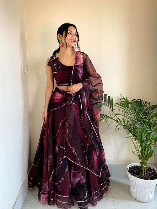 Superhit Wine Color Lehenga With Decent Blouse