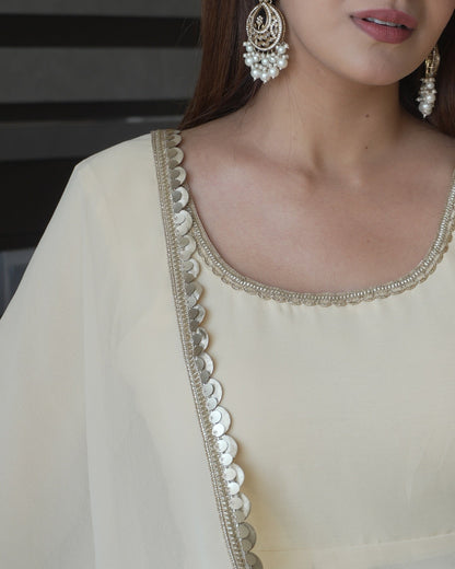 Cream Colour  Designer Anarkali Suit Set