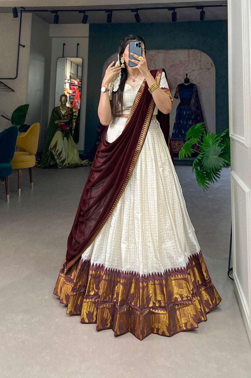 Premium South Indian Half Saree Poly Cotton Lehenga Choli Set