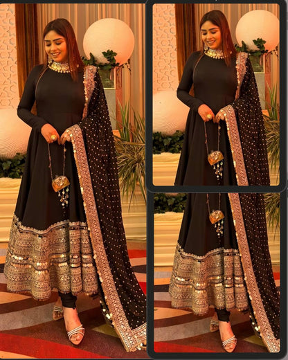 Muskan Royal Black Anarkali Set