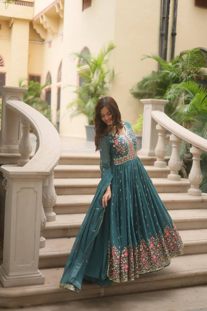 Designer Rama Color Three Piece Sharara Suit
